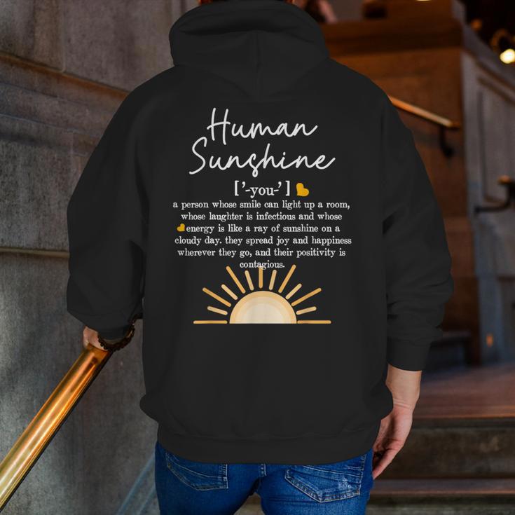 Vintage Human Sunshine Definition Teachers Mom Boss Women Men Zip Up Hoodie Back Print, funny gift