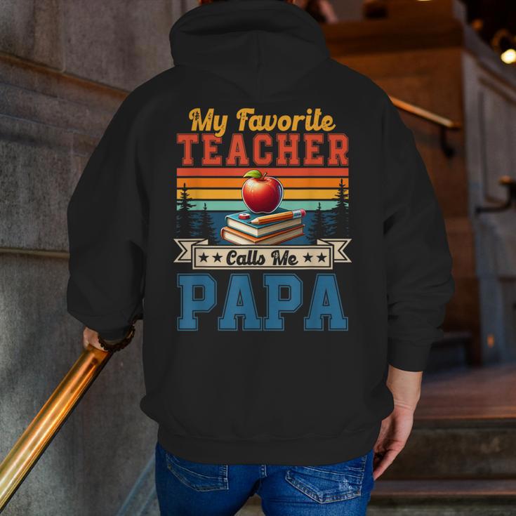 Vintage Retro My Favorite Teacher Calls Me Papa Father's Day Men Zip Up Hoodie Back Print, funny gift Vintage Retro My Favorite Teacher Calls Me Papa Father's Day Men Zip Up Hoodie Back Print, funny gift