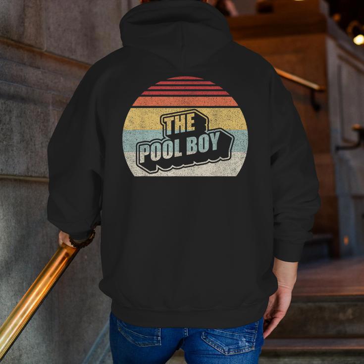 Vintage Retro The Pool Boy Men Zip Up Hoodie Back Print, funny gift