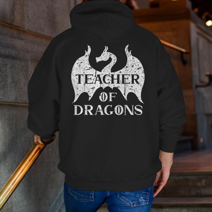 Vintage Teacher Of Dragons Quotes Teacher Student Men Zip Up Hoodie Back Print, funny gift