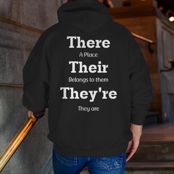 Vocabulary Police Their There They'Re English Teacher Men Zip Up Hoodie Back Print, English Teacher Hoodies, funny gift