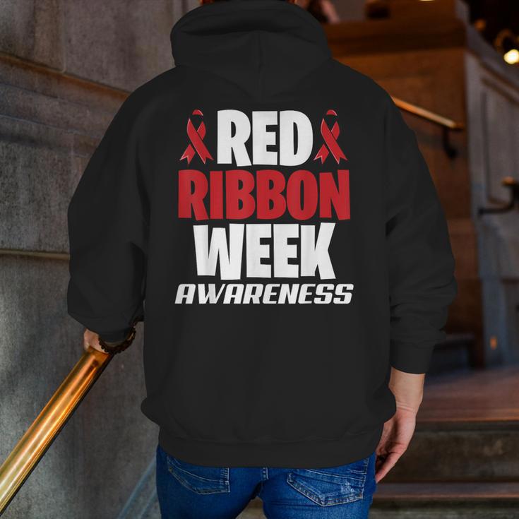 We Wear Red For Red Ribbon Week Awareness Mothers Teachers Men Zip Up Hoodie Back Print, funny gift We Wear Red For Red Ribbon Week Awareness Mothers Teachers Men Zip Up Hoodie Back Print, funny gift