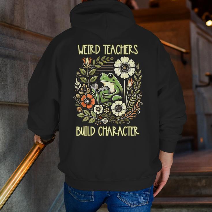 Weird Teachers Build Character Frog Reading Book Librarian Men Zip Up Hoodie Back Print, funny gift Weird Teachers Build Character Frog Reading Book Librarian Men Zip Up Hoodie Back Print, funny gift