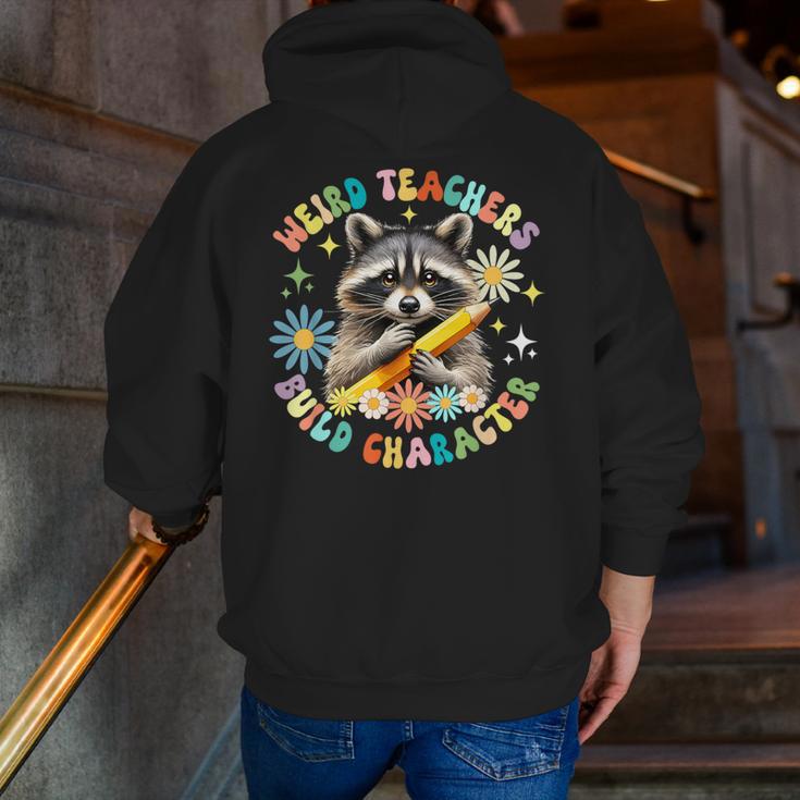 Weird Teachers Build Character Raccoon Colourful Floral Men Zip Up Hoodie Back Print, funny gift Weird Teachers Build Character Raccoon Colourful Floral Men Zip Up Hoodie Back Print, funny gift