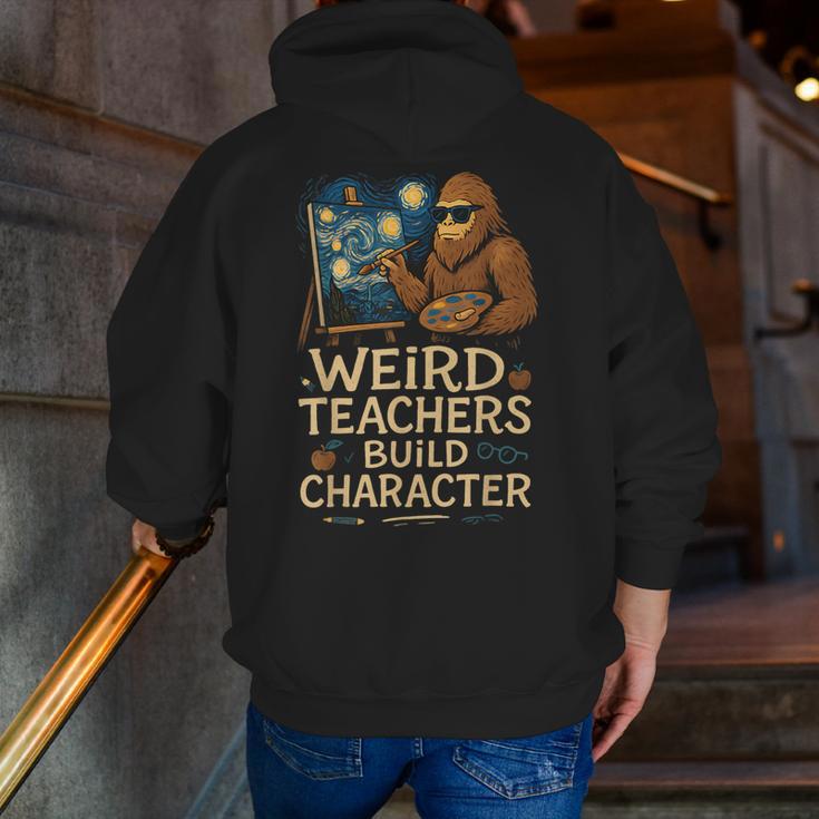 Weird Teachers Build Character Van Bigfoot Art Men Zip Up Hoodie Back Print, funny gift