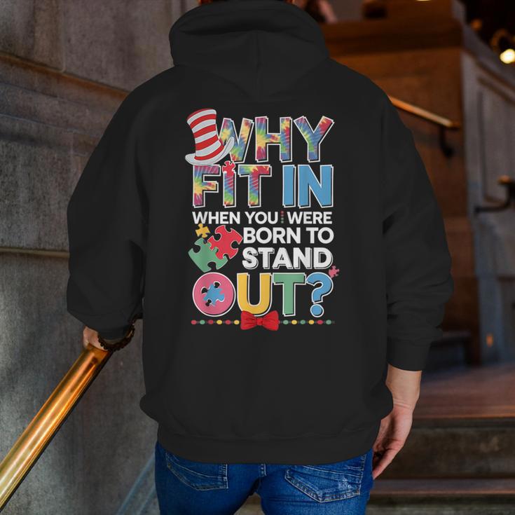 Why Fit In Doctor Teacher Cat In Hat Cool Autism Awareness Men Women Kids Men Zip Up Hoodie Back Print, funny gift Why Fit In Doctor Teacher Cat In Hat Cool Autism Awareness Men Women Kids Men Zip Up Hoodie Back Print, funny gift