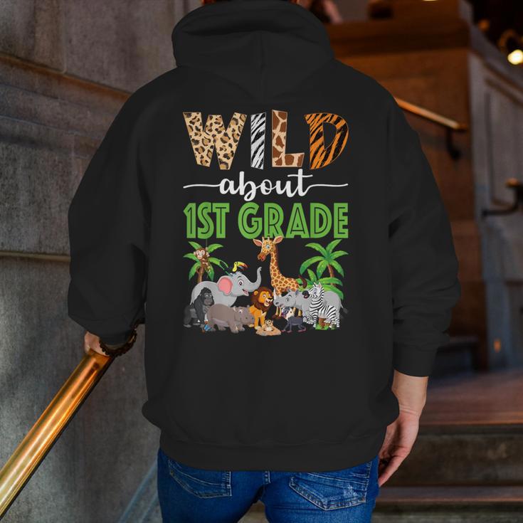 Wild About 1st Grade Teacher Student First Grade Zoo Safari Men Zip Up Hoodie Back Print, First Grade Teacher Hoodies, funny gift Wild About 1st Grade Teacher Student First Grade Zoo Safari Men Zip Up Hoodie Back Print, First Grade Teacher Hoodies, funny gift