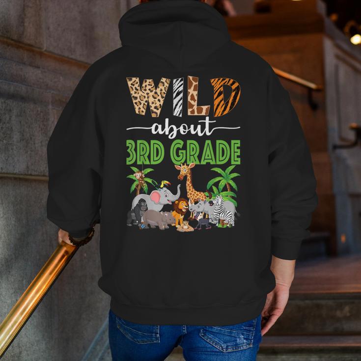 Wild About 3rd Grade Teacher Student Third Grade Zoo Safari Men Zip Up Hoodie Back Print, funny gift
