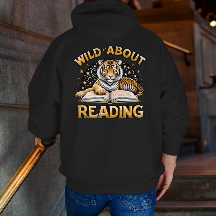 Wild About Reading Tiger For Teachers & Students Men Zip Up Hoodie Back Print, funny gift Wild About Reading Tiger For Teachers & Students Men Zip Up Hoodie Back Print, funny gift