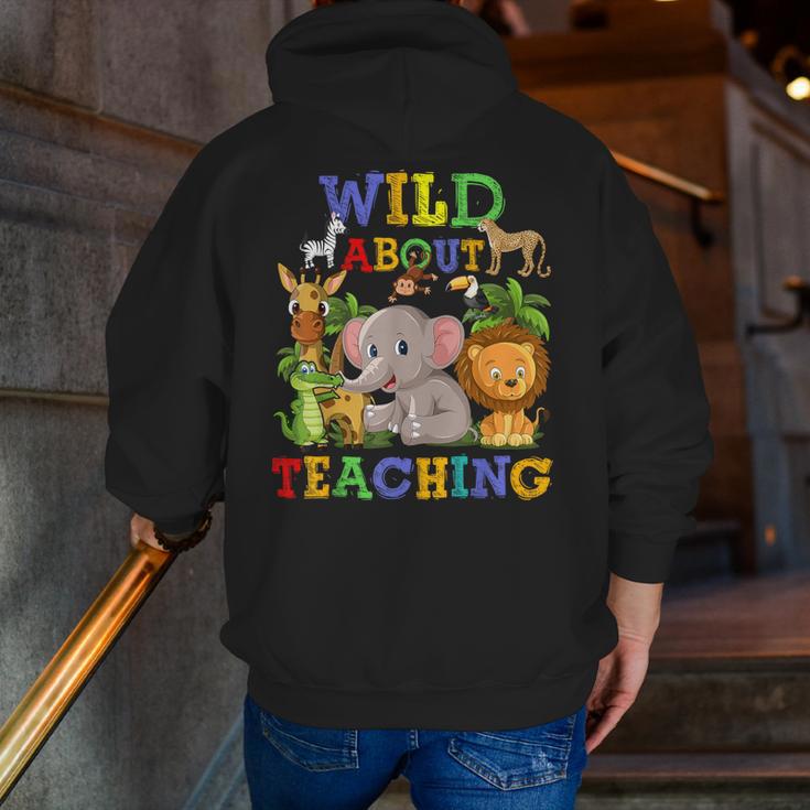 Wild About Teaching Safari Jungle School Teacher Men Zip Up Hoodie Back Print, funny gift Wild About Teaching Safari Jungle School Teacher Men Zip Up Hoodie Back Print, funny gift