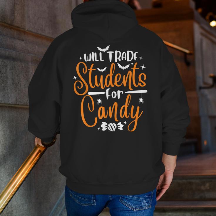 Will Trade Students For Candy Halloween Costume Teacher Men Zip Up Hoodie Back Print, funny gift Will Trade Students For Candy Halloween Costume Teacher Men Zip Up Hoodie Back Print, funny gift