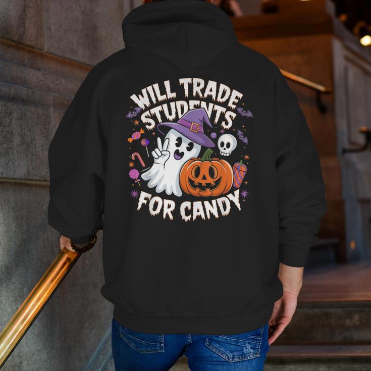Will Trade Students For Candy Halloween Teacher Men Zip Up Hoodie Back Print, funny gift Will Trade Students For Candy Halloween Teacher Men Zip Up Hoodie Back Print, funny gift