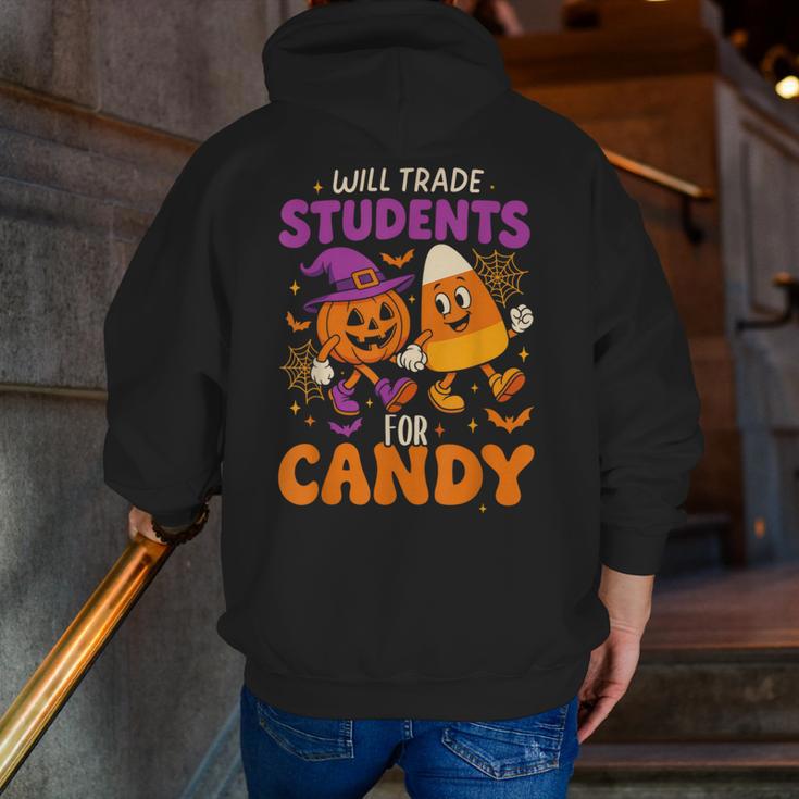 Will Trade Students For Candy Shirt Fun Candy Corn Teacher Men Zip Up Hoodie Back Print, funny gift