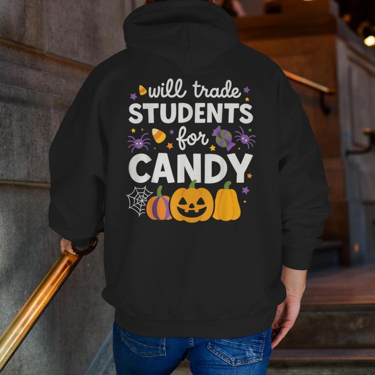 Will Trade Students For Candy Teacher Cute Halloween Men Zip Up Hoodie Back Print, funny gift Will Trade Students For Candy Teacher Cute Halloween Men Zip Up Hoodie Back Print, funny gift