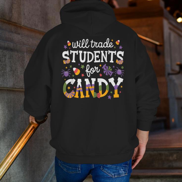 Will Trade Students For Candy Teacher Halloween Costume Tee Men Zip Up Hoodie Back Print, funny gift