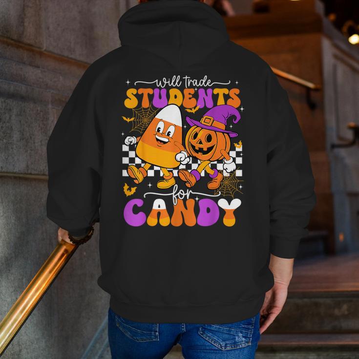 Will Trade Students For Candy Teacher Halloween Men Zip Up Hoodie Back Print, funny gift Will Trade Students For Candy Teacher Halloween Men Zip Up Hoodie Back Print, funny gift