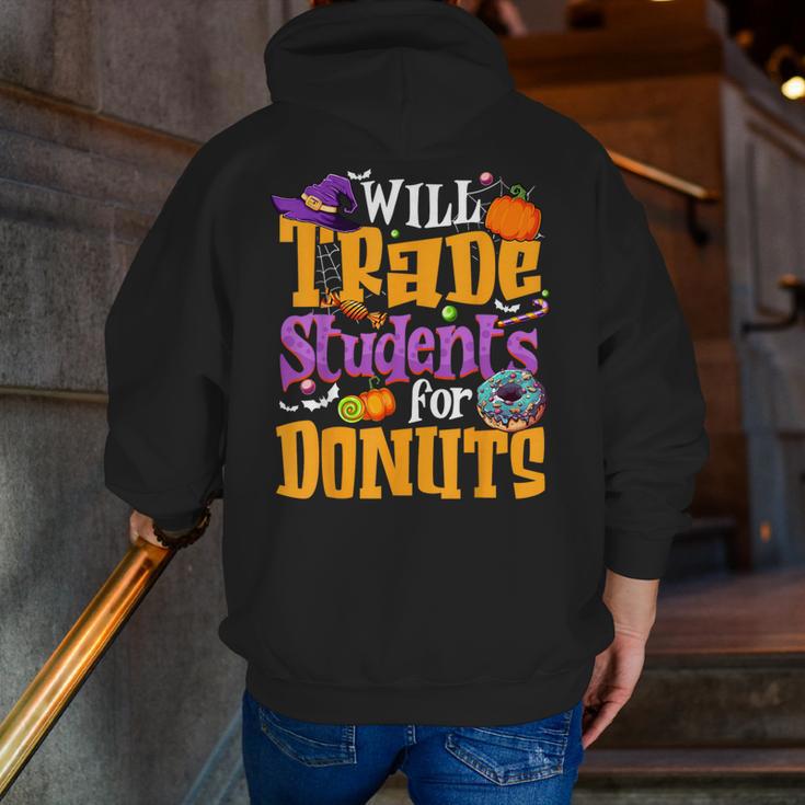 Will Trade Students For Donuts Halloween Teacher Men Zip Up Hoodie Back Print, funny gift Will Trade Students For Donuts Halloween Teacher Men Zip Up Hoodie Back Print, funny gift