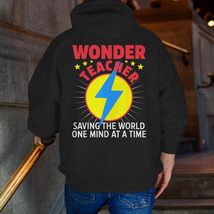 Wonder Teacher Costume Shirt Teacher Halloween Costume Men Women Men Zip Up Hoodie Back Print, funny gift
