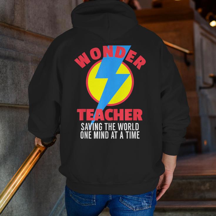 Wonder Teacher Costume Shirt Teacher Halloween Costume Tee Men Zip Up Hoodie Back Print, funny gift