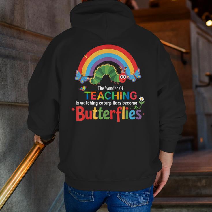 The Wonder Of Teaching Is Watching Caterpillars Teacher Men Zip Up Hoodie Back Print, funny gift