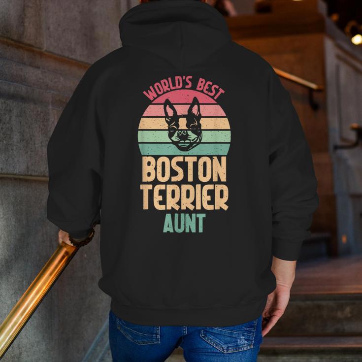 Worlds Best Boston Terrier Aunt Men Zip Up Hoodie Back Print, funny gift