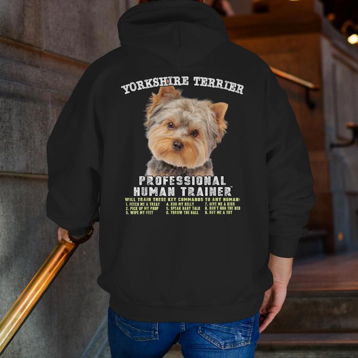 Yorkshire Terrier Yorkie Dog Professional Human Trainer Men Zip Up Hoodie Back Print, funny gift