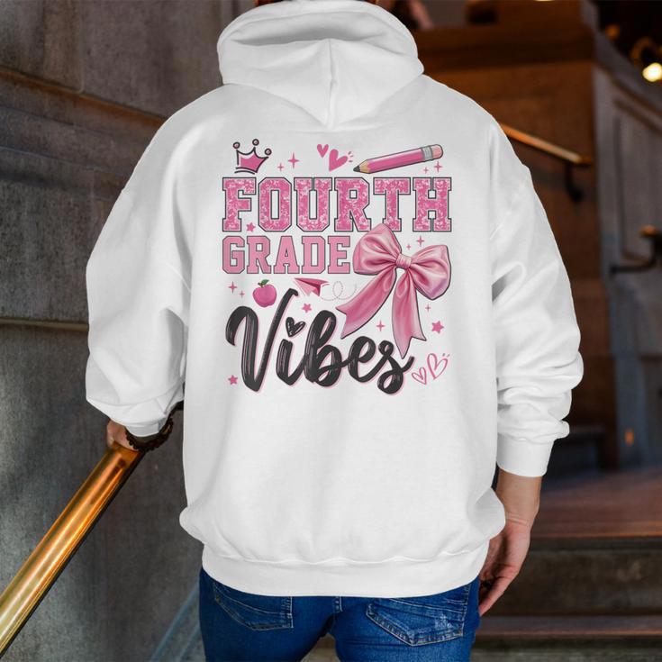 4th Fourth Grade Vibes Back To School Coquette Teacher Girl Men Zip Up Hoodie Back Print, 4th Grade Teacher Hoodies, funny gift