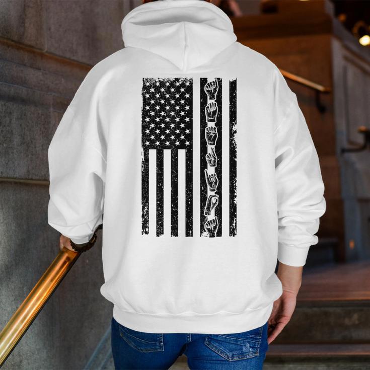 ASL Flag Sign Language Deaf ASL Teacher For Men Women Men Zip Up Hoodie Back Print, funny gift ASL Flag Sign Language Deaf ASL Teacher For Men Women Men Zip Up Hoodie Back Print, funny gift