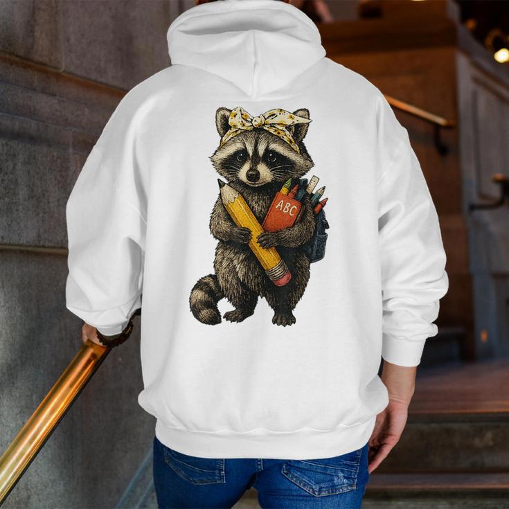 Back To School Raccoon Teachers Student Kids Men Zip Up Hoodie Back Print, funny gift