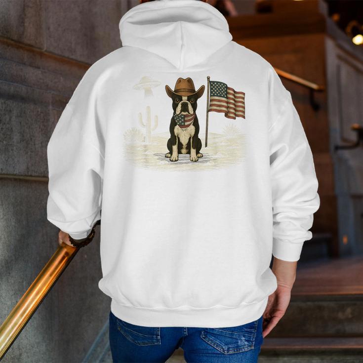 Boston Terrier 4th Of July US American Flag Dog Patriotic Men Zip Up Hoodie Back Print, Patriotic Boston Terrier Hoodies, American Boston Terrier Hoodies, Boston Terrier 4th Of July Hoodies, funny gift
