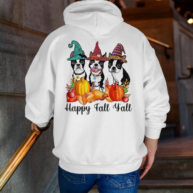Boston Terrier Dog Lover Fall Ya'Ll Halloween Costume Men Women Men Zip Up Hoodie Back Print, Boston Terrier Halloween Hoodies, funny gift