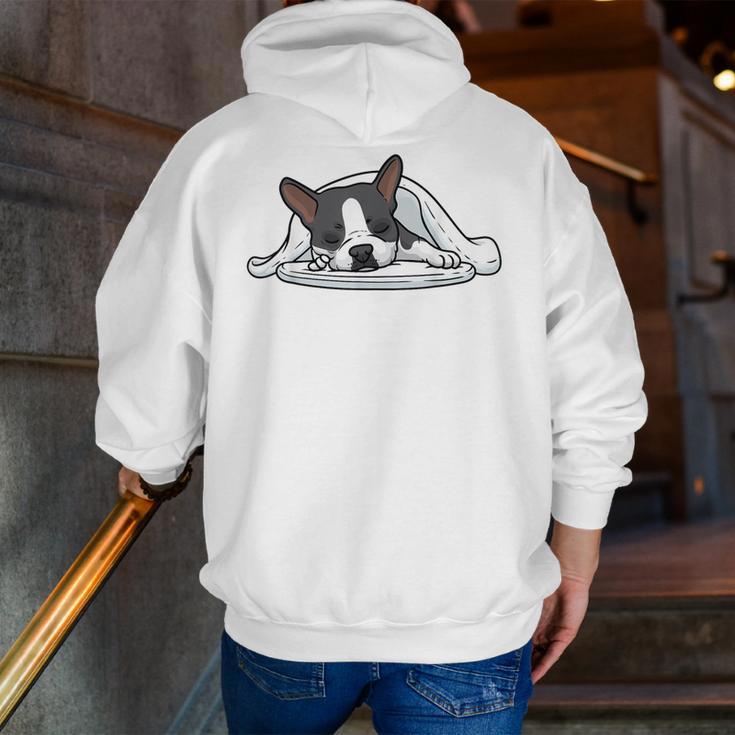 Boston Terrier Dog Official Sleeping Men Women Girls Kids Men Zip Up Hoodie Back Print, funny gift