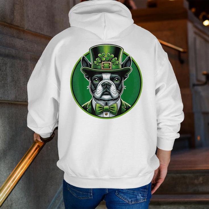 Boston Terrier Dog St Patricks Day Irish Pet Lover Men Women Kids Men Zip Up Hoodie Back Print, funny gift