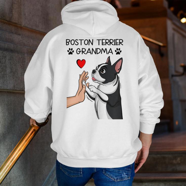 Boston Terrier Grandma Mother's Day Dog Mom Men Zip Up Hoodie Back Print, Boston Terrier Mom Hoodies, funny gift