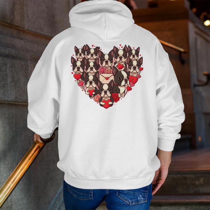 Boston Terrier Heart Valentine Boston Terrier Men Zip Up Hoodie Back Print, funny gift