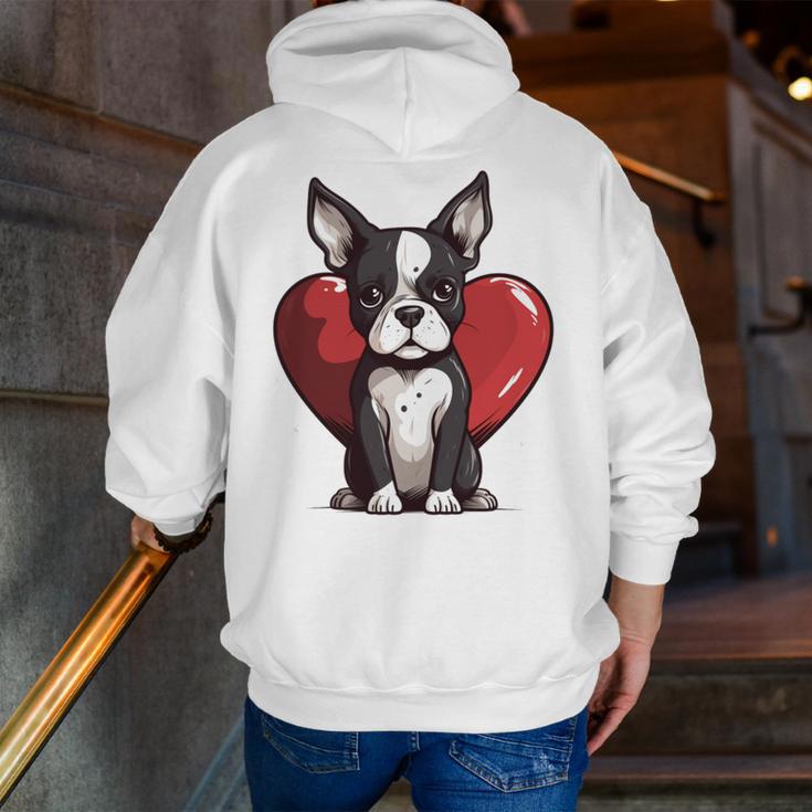Boston Terrier Mom Dad Bostie Dog Lover Valentines Day Men Zip Up Hoodie Back Print, Boston Terrier Mom Hoodies, Boston Terrier Dad Hoodies, funny gift