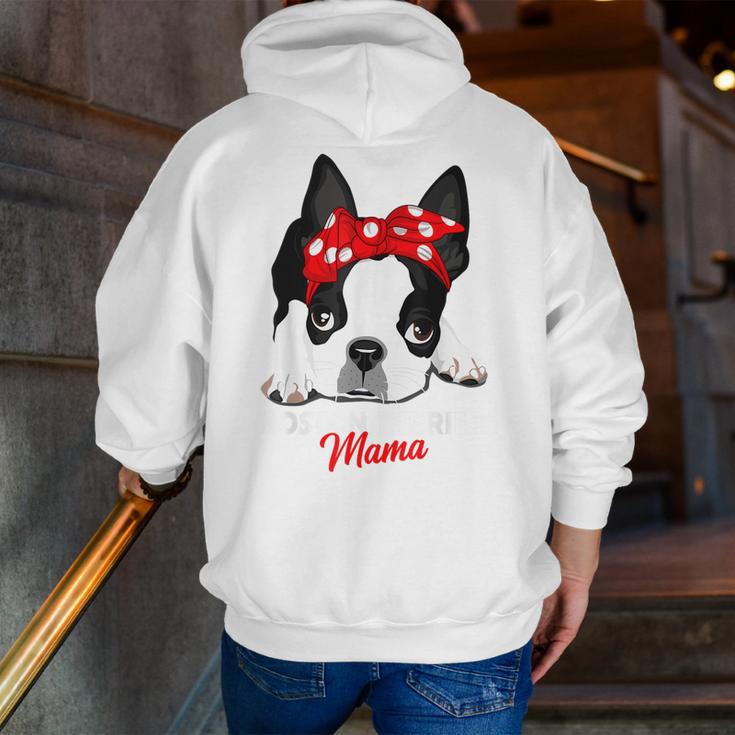 Boston Terrier Mum Dog Woman Idea Men Zip Up Hoodie Back Print, funny gift