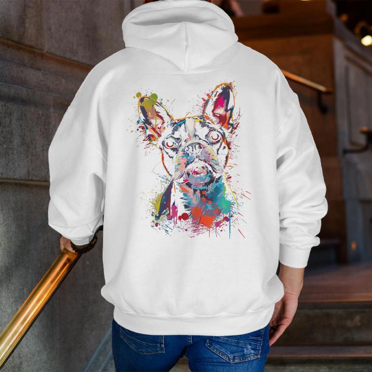 Boston Terrier Splash Men Zip Up Hoodie Back Print, funny gift
