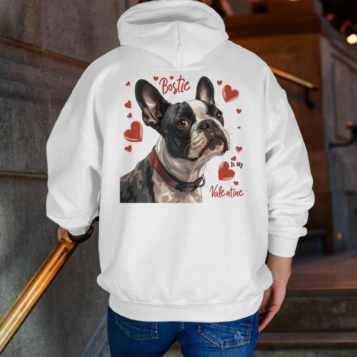 Boston Terrier Is My Valentine Cute Pet Dog Owner Valentine Men Zip Up Hoodie Back Print, funny gift