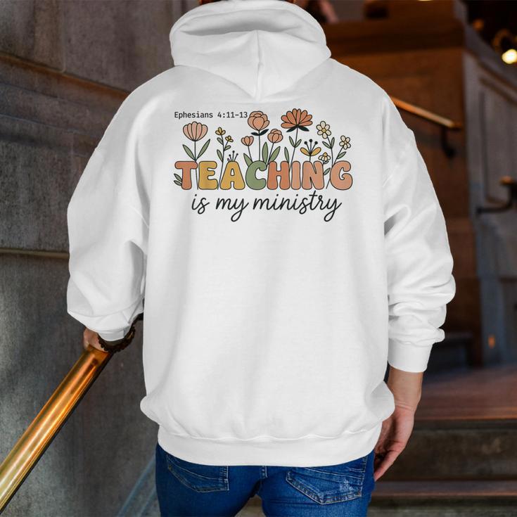 Christian Teacher Teaching Is My Ministry Faith Bible Verse Men Zip Up Hoodie Back Print, funny gift