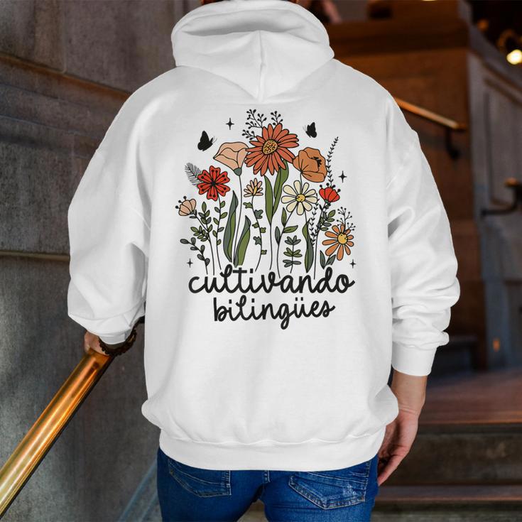 Cultivando Bilingues Dual Language Crew Bilingual Teacher Men Women Girls Kids Men Zip Up Hoodie Back Print, funny gift