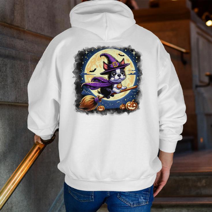 Cute Boston Terrier Halloween Costume Dog Lover Women Girls Men Zip Up Hoodie Back Print, Boston Terrier Halloween Hoodies, funny gift