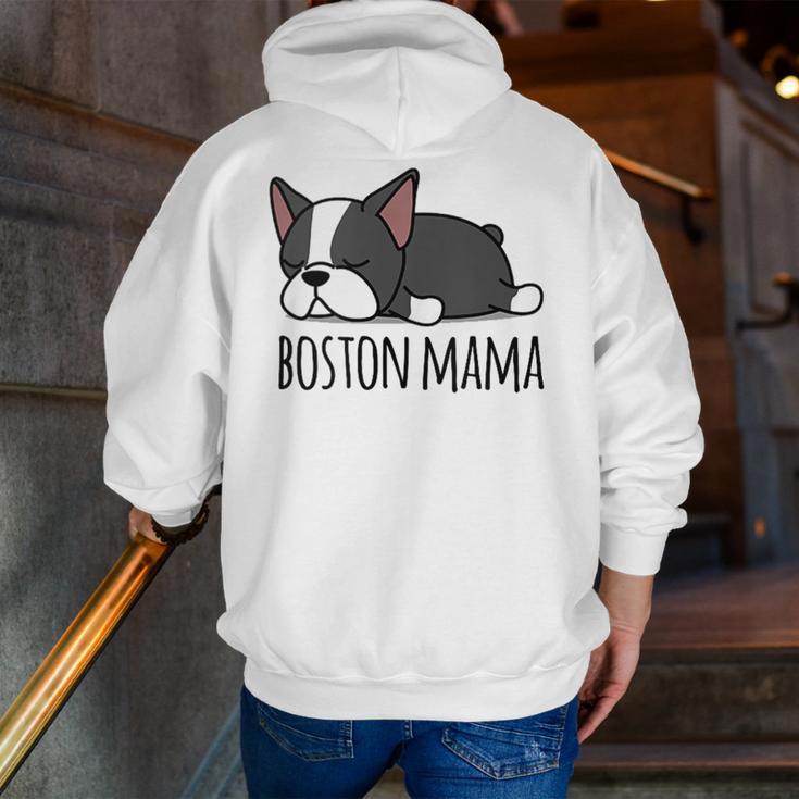 Cute Boston Terrier Boston Mama Men Zip Up Hoodie Back Print, funny gift