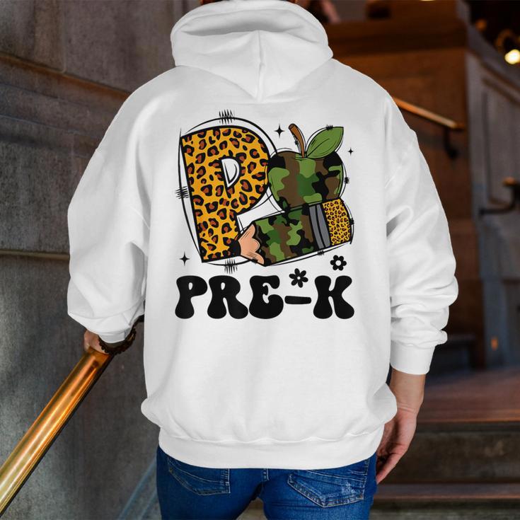 Cute Camo Pre K Back To School Teacher Kid Preschool Men Zip Up Hoodie Back Print, funny gift