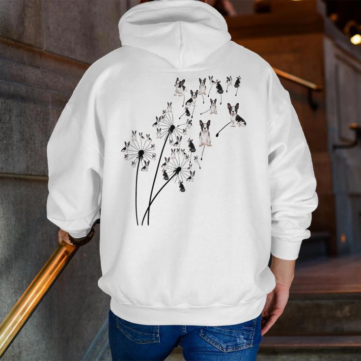 Dandelion Boston Terrier Flower Floral Bostie Tree Men Zip Up Hoodie Back Print, funny gift