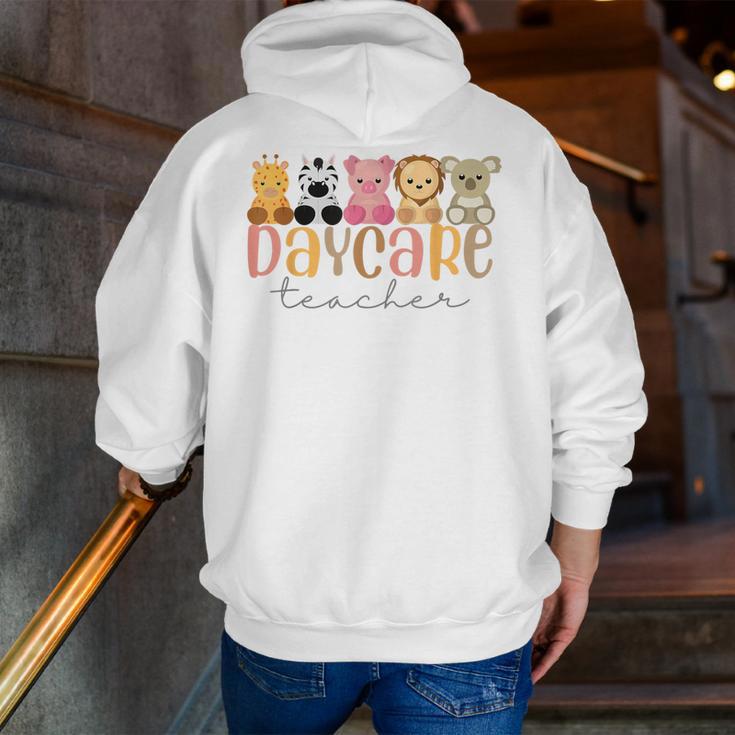 Daycare Teacher Animals Daycare Provider Back To School Men Zip Up Hoodie Back Print, funny gift Daycare Teacher Animals Daycare Provider Back To School Men Zip Up Hoodie Back Print, funny gift