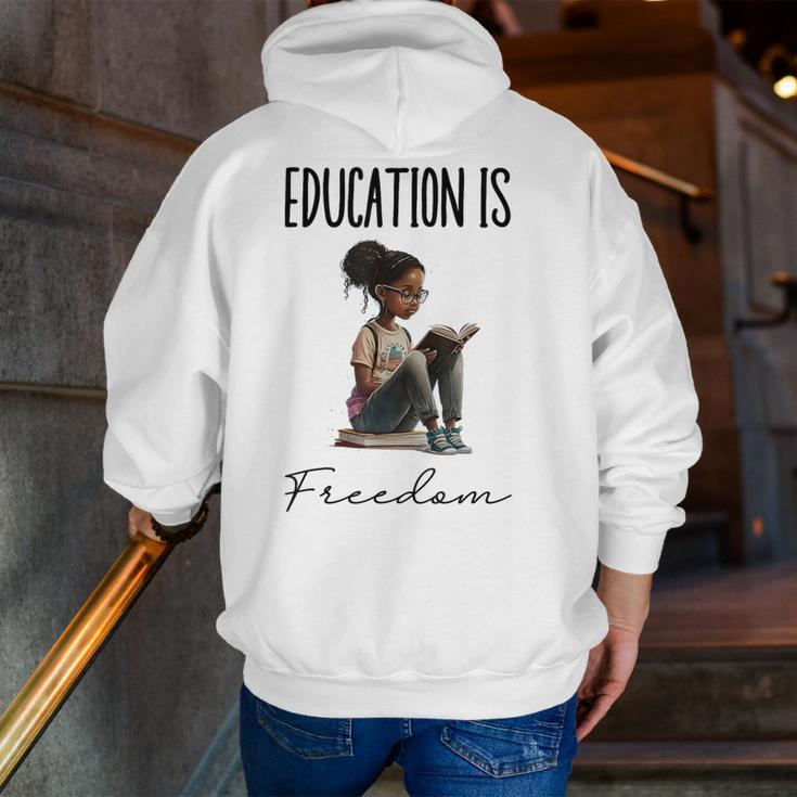 Education Is Freedom Teacher Books Black History Month Men Zip Up Hoodie Back Print, History Teacher Hoodies, funny gift