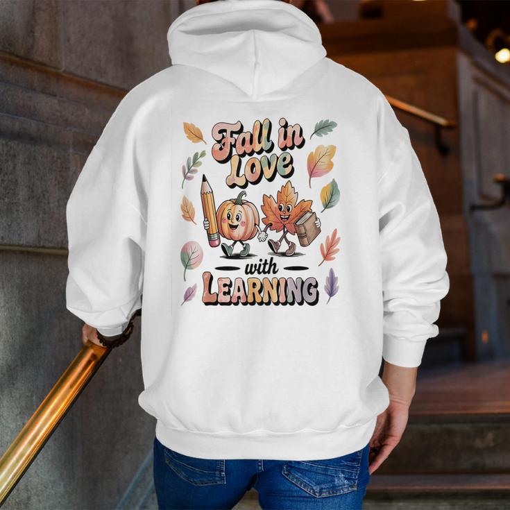 Fall In Love With Learning Teacher Autumn School Men Zip Up Hoodie Back Print, funny gift