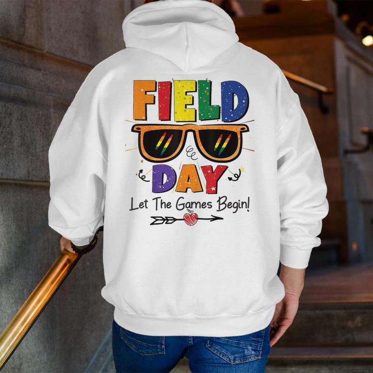 Field Day 2025 Let The Games Begin Kids Boys Girls Teachers Men Zip Up Hoodie Back Print, funny gift