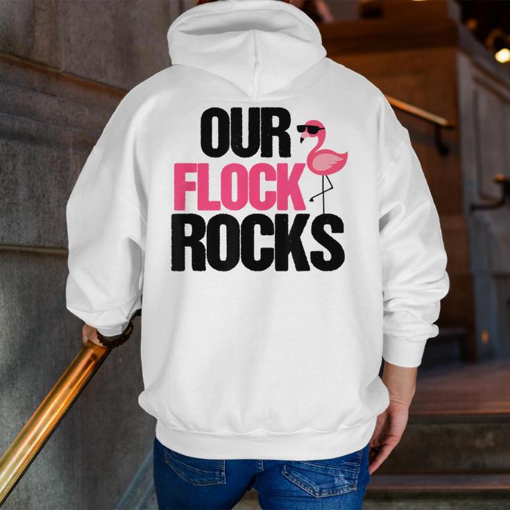 Our Flock Rocks Flamingo Mother's Day Teacher Men Zip Up Hoodie Back Print, funny gift Our Flock Rocks Flamingo Mother's Day Teacher Men Zip Up Hoodie Back Print, funny gift